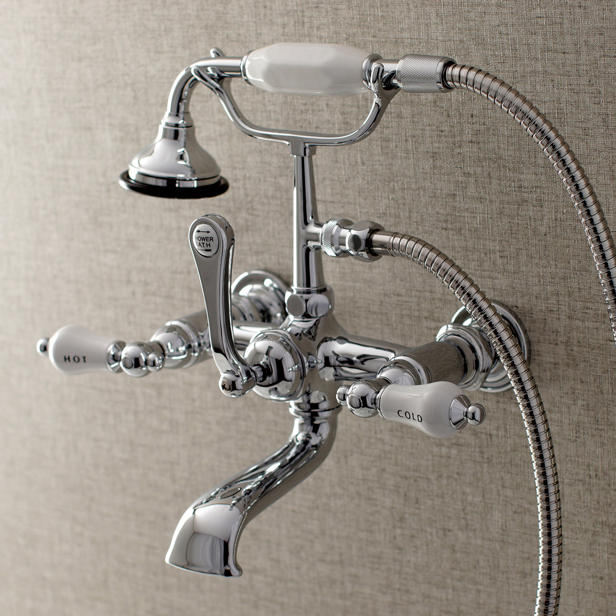 Aqua Vintage 7-Inch Wall Mount Tub Faucet with Hand Shower