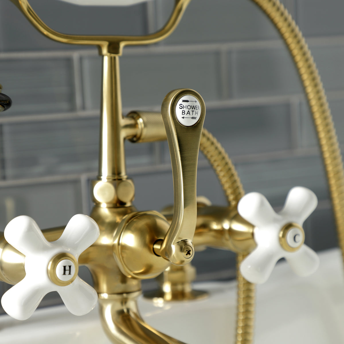 Aqua Vintage 7-Inch Tub Faucet with Hand Shower