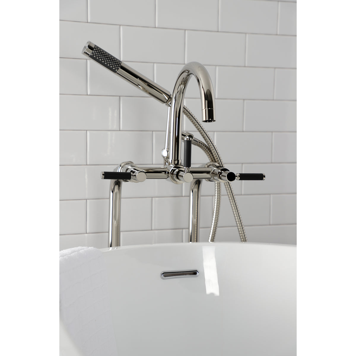 Aqua Vintage Concord Freestanding Tub Faucet with Supply Line, Stop Valve