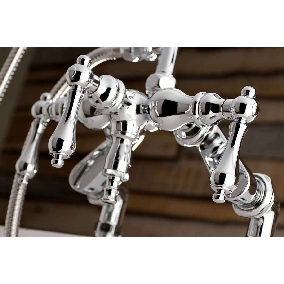 Auqa Vintage 3-3/8 Inch Adjustable Deck Mount Tub Faucet with Hand Shower