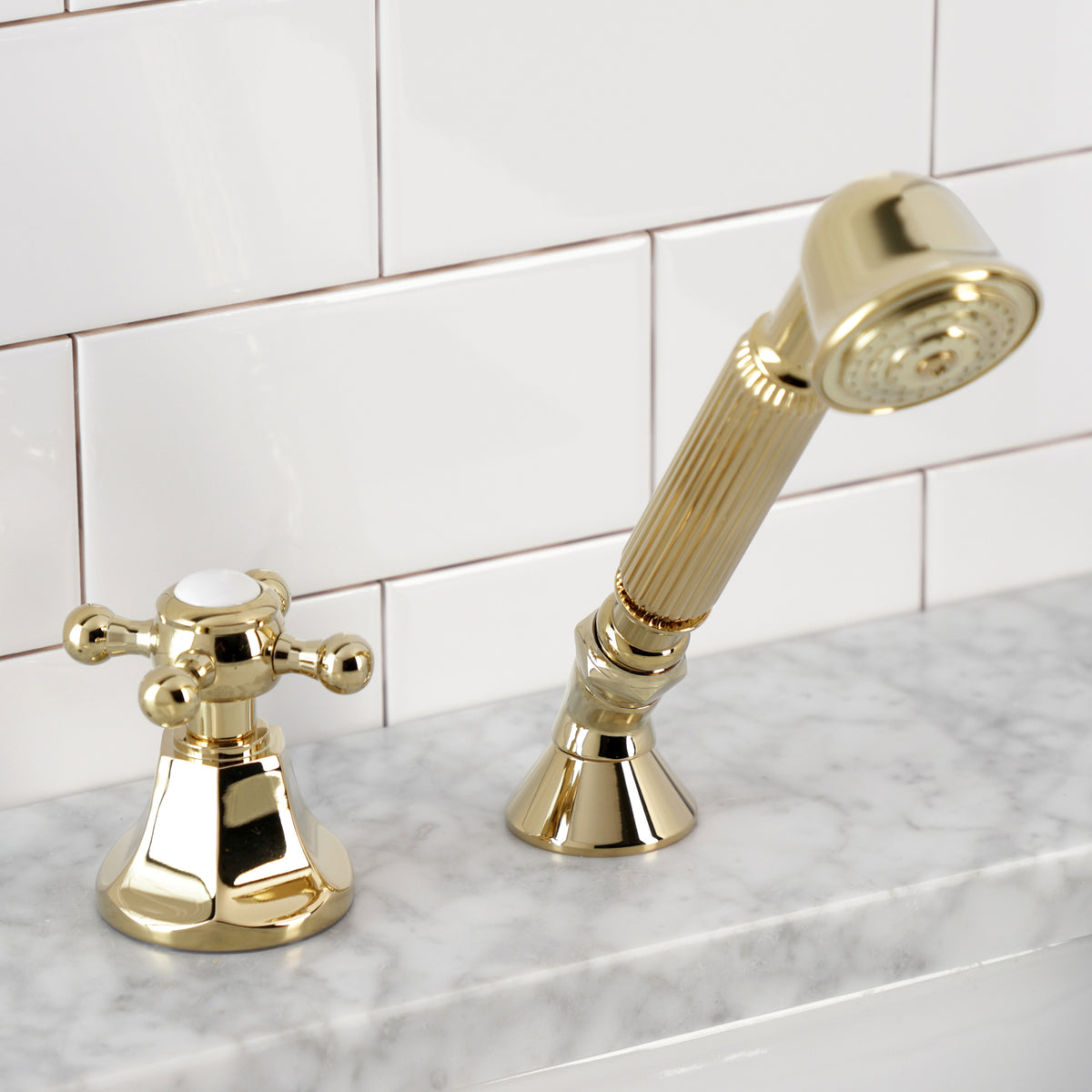 Kingston Brass Deck Mount Hand Shower with Diverter for Roman Tub Faucet