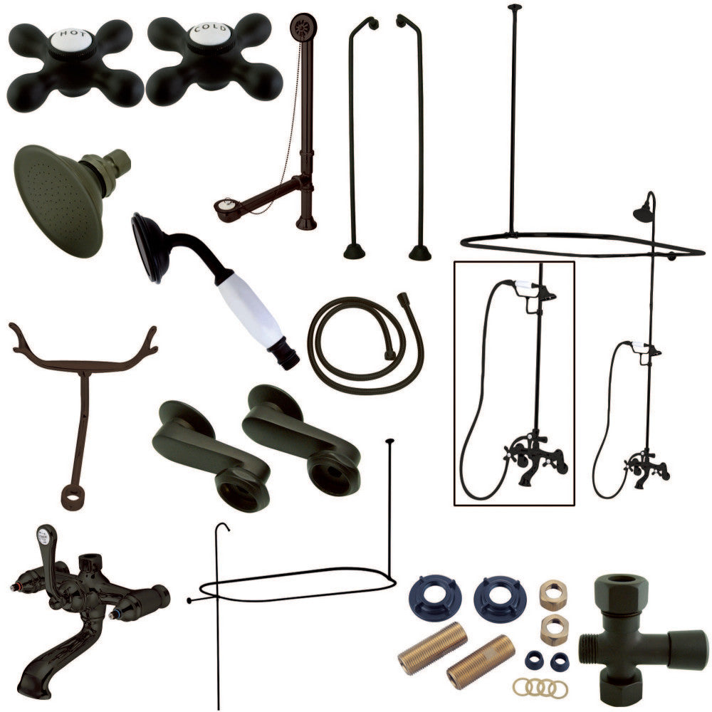 Vintage Clawfoot Tub Faucet Package with Shower Enclosure