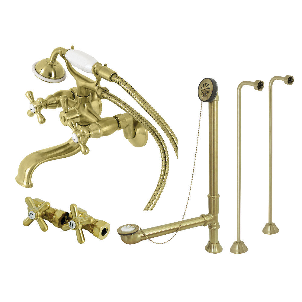 Vintage Wall Mount Clawfoot Tub Faucet Package with Supply Line