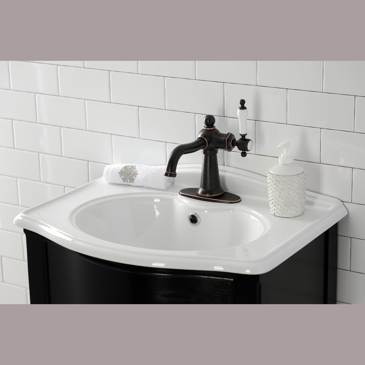 Kingston Brass KSD154KLCP Nautical Single-Handle Bathroom Faucet with Push Pop-Up