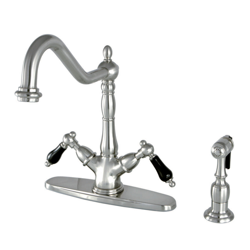 Kingston Brass KS1235PKLBS 8" Centerset Deck Mount Kitchen Faucet with Brass Sprayer