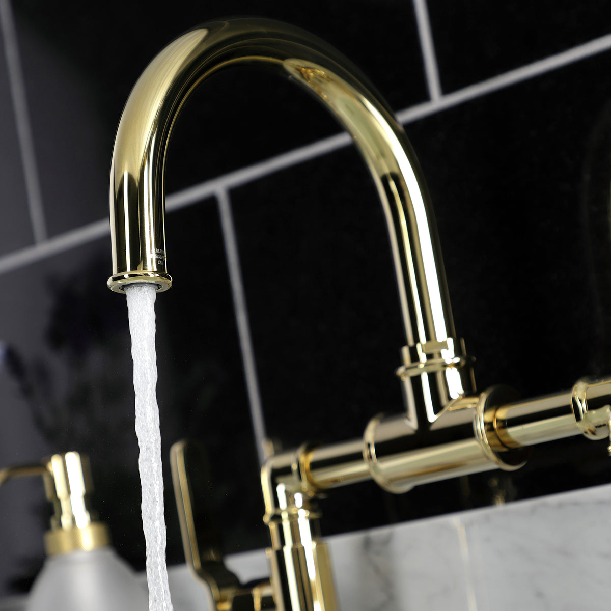 Kingston Brass KS2171KL Whitaker Industrial Style Bridge Bathroom Faucet with Pop-Up Drain