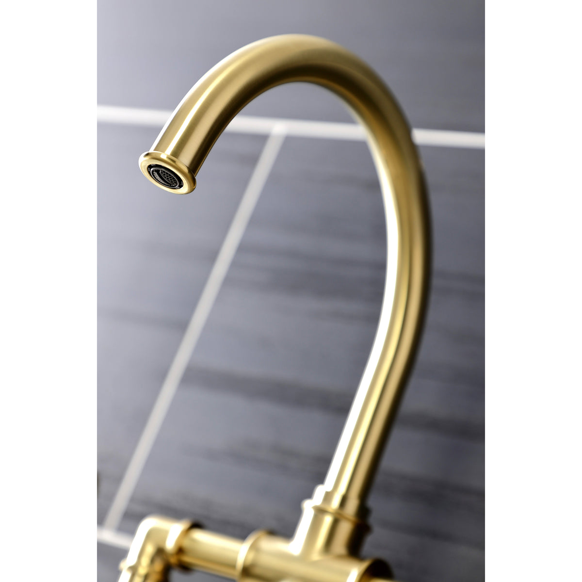 Kingston Brass KS2330RX Belknap Industrial Style Bridge Kitchen Faucet with Brass Sprayer