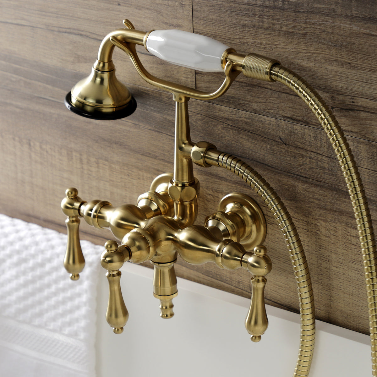 Aqua Vintage 3-3/8 Inch Wall Mount Tub Faucet with Hand Shower