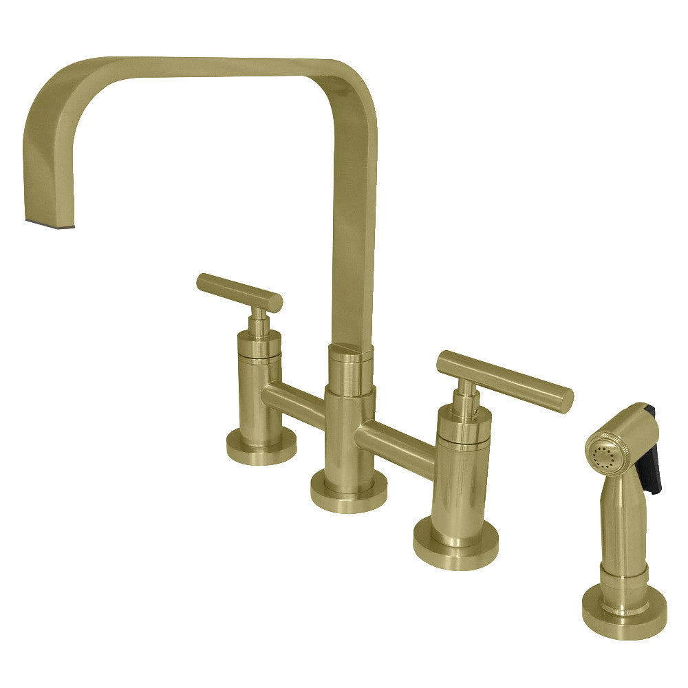 Kingston Brass KS8252CMLBS Manhattan Bridge Kitchen Faucet with Brass Spray