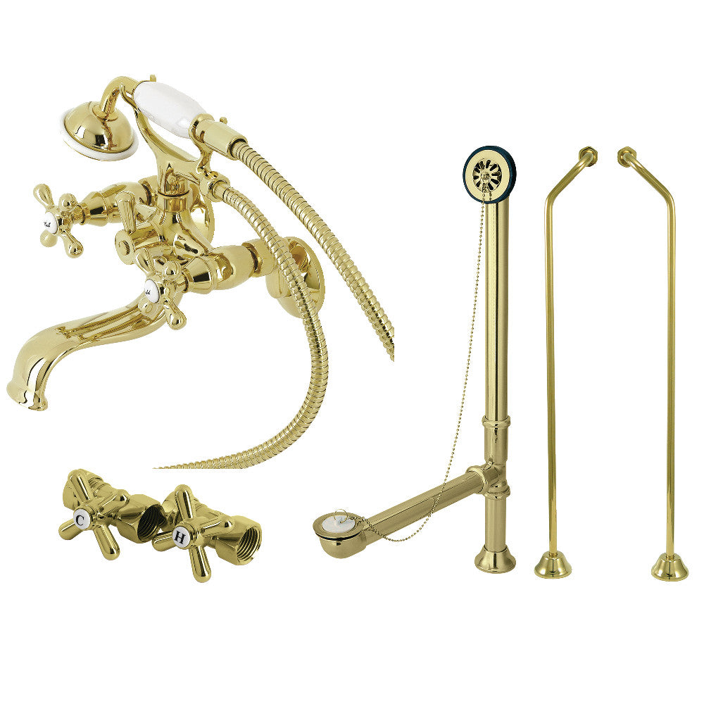 Vintage Wall Mount Clawfoot Tub Faucet Package with Supply Line
