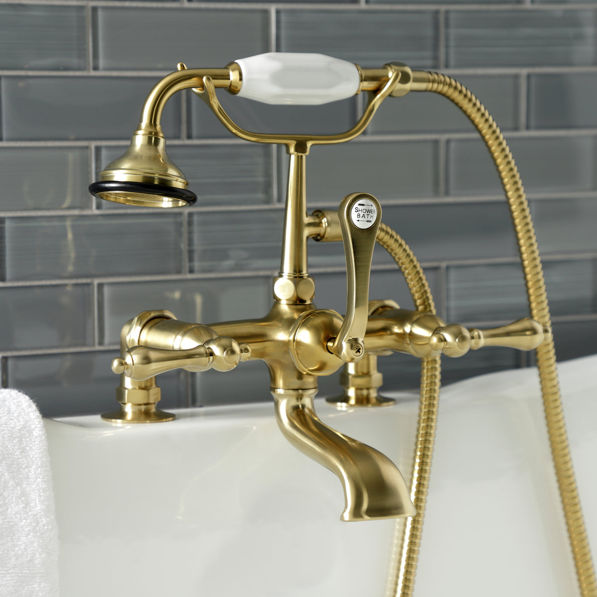Aqua Vintage 7-Inch Tub Faucet with Hand Shower