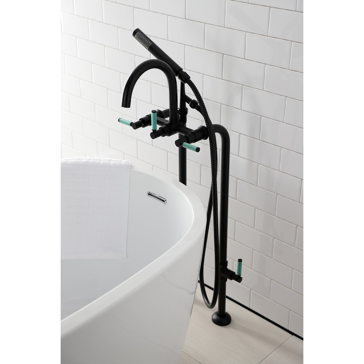 Aqua Vintage Concord Freestanding Tub Faucet with Supply Line, Stop Valve