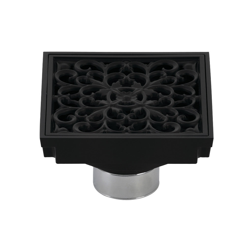 Kingston Brass Watercourse Scroll 4" Square Grid Shower Drain