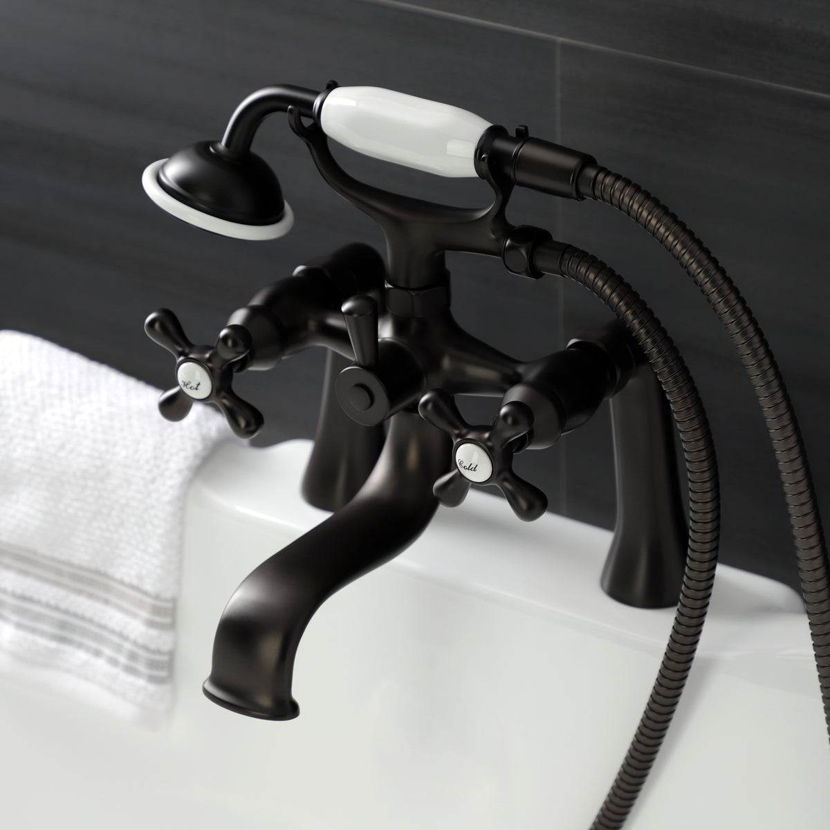Kingston Deck Mount Clawfoot Tub Faucet with Hand Shower