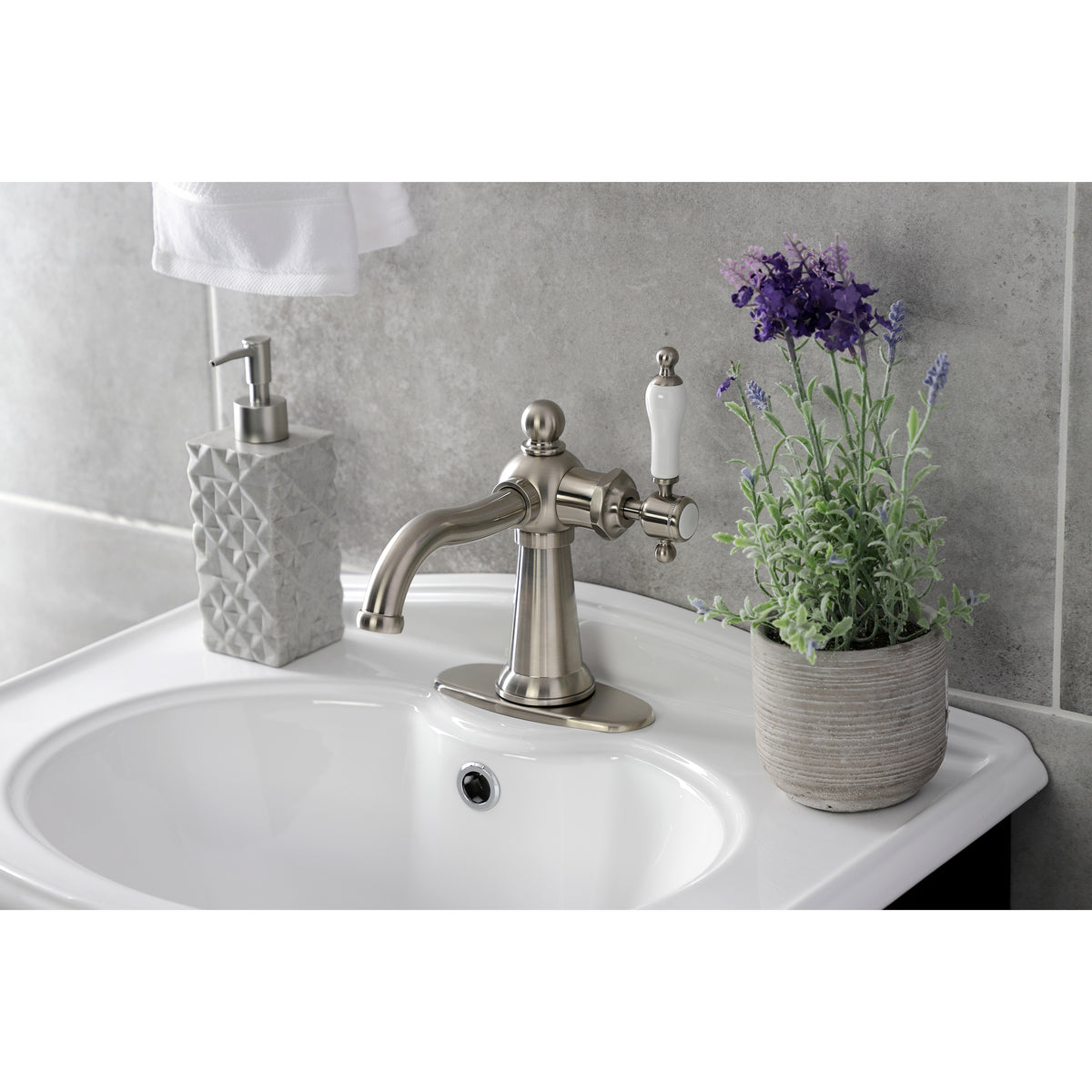 Kingston Brass KSD154KLCP Nautical Single-Handle Bathroom Faucet with Push Pop-Up