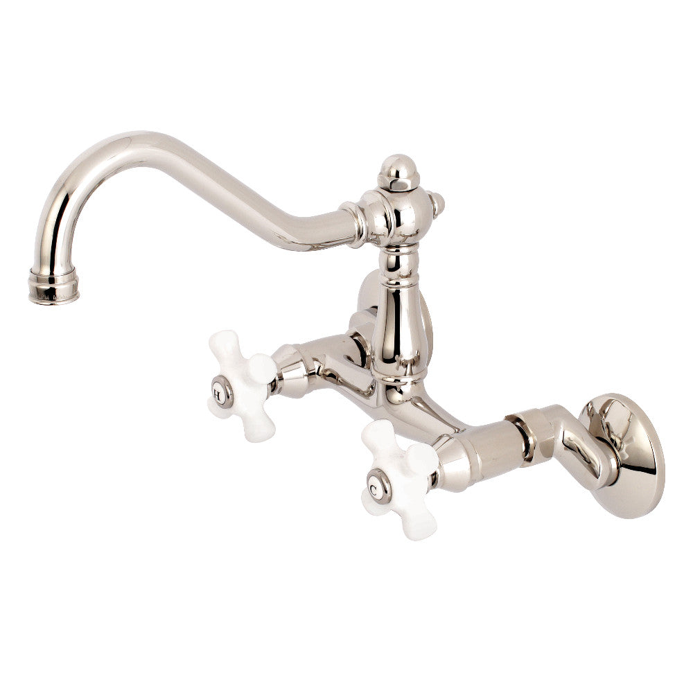 Kingston Brass KS3222PX Vintage 6" Adjustable Center Wall Mount Kitchen Faucet