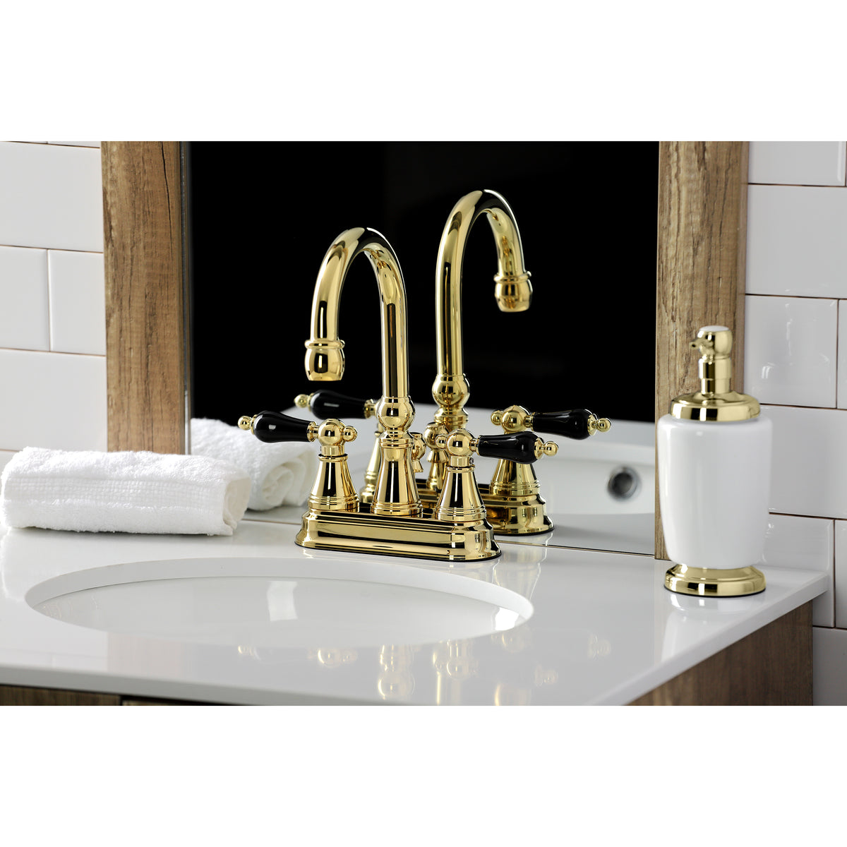 Kingston Brass KS2612PKL Duchess 4 in. Centerset Bathroom Faucet with Brass Pop-Up
