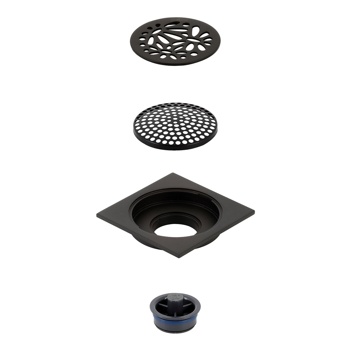Kingston Brass Watercourse Floral 4" Square Grid Shower Drain