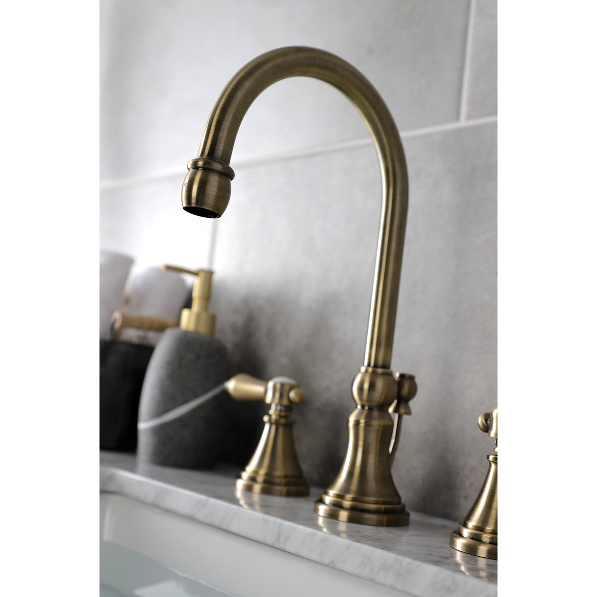 Kingston Brass KS2981BAL Heirloom Widespread Bathroom Faucet with Brass Pop-Up