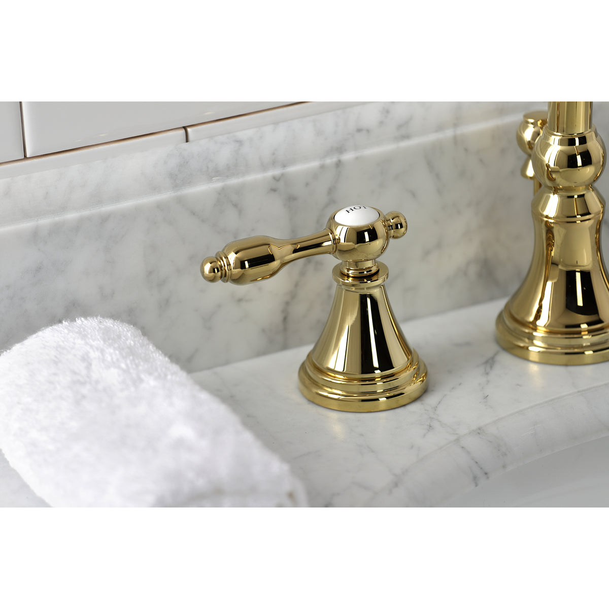 Kingston Brass KS2981TAL Tudor Widespread Bathroom Faucet with Brass Pop-Up