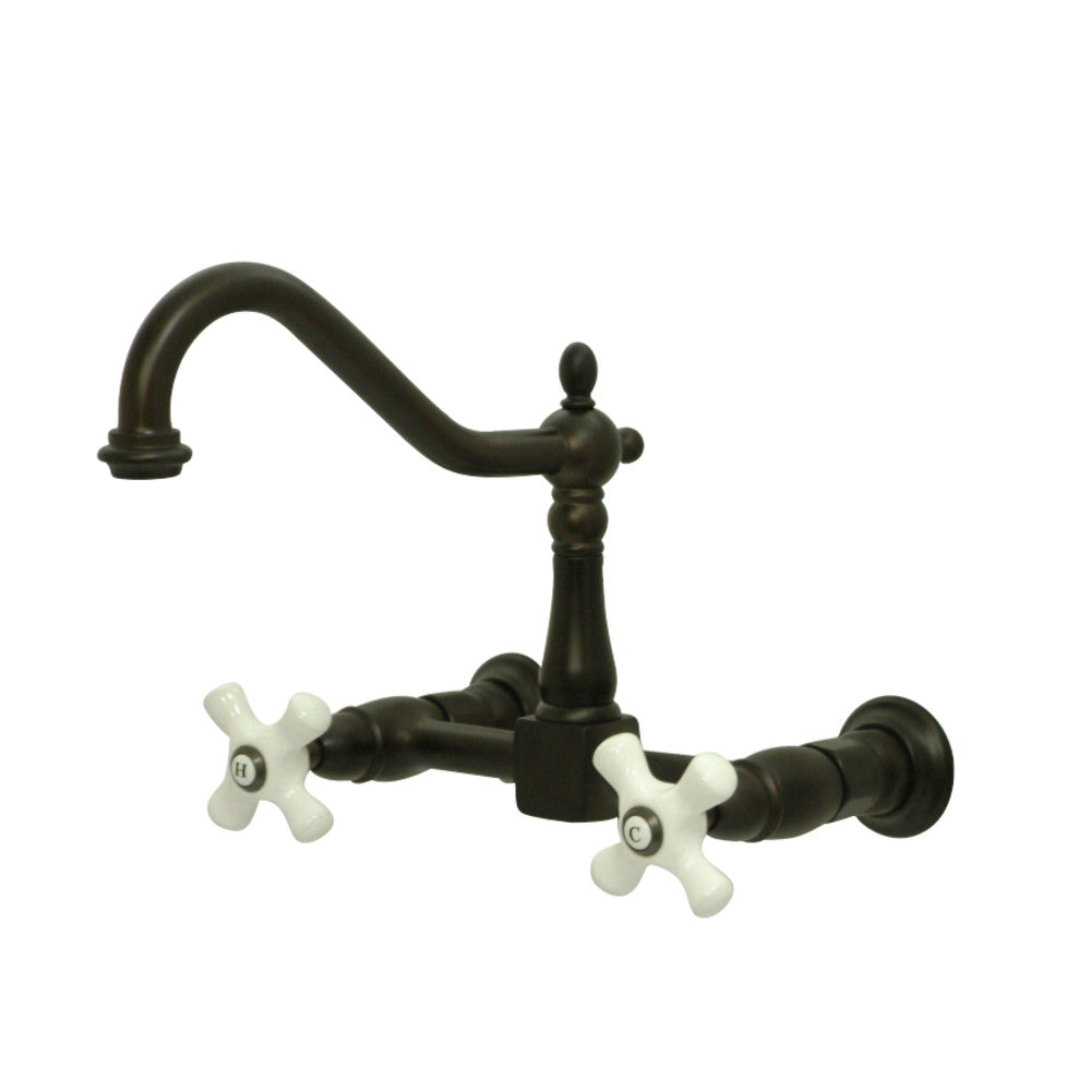 Kingston Brass KS1245PX Heritage Wall Mount Bridge Kitchen Faucet
