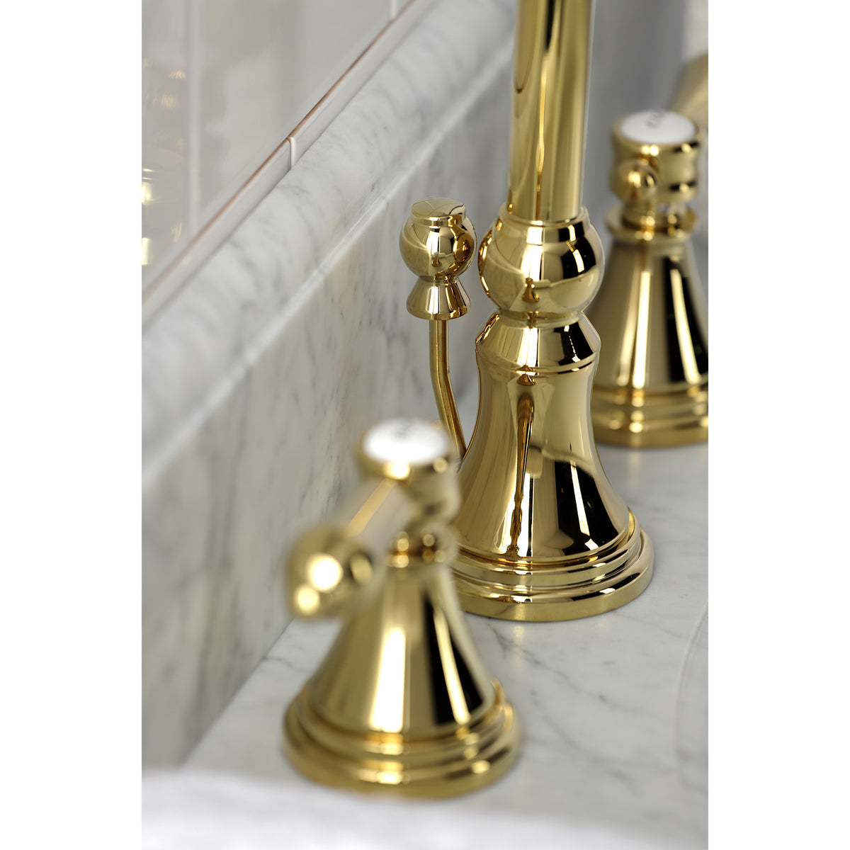 Kingston Brass KS2981BAL Heirloom Widespread Bathroom Faucet with Brass Pop-Up