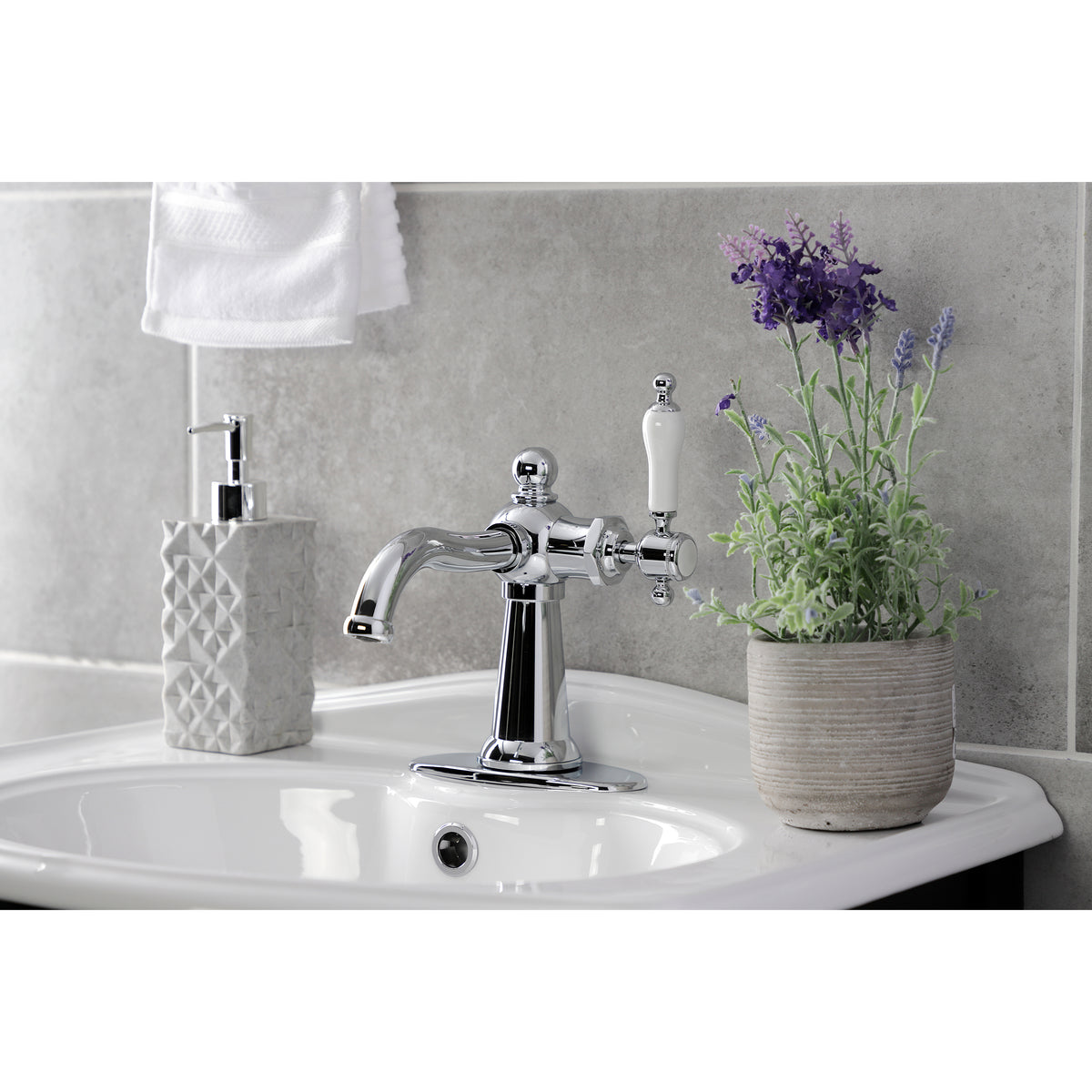 Kingston Brass KSD154KLCP Nautical Single-Handle Bathroom Faucet with Push Pop-Up