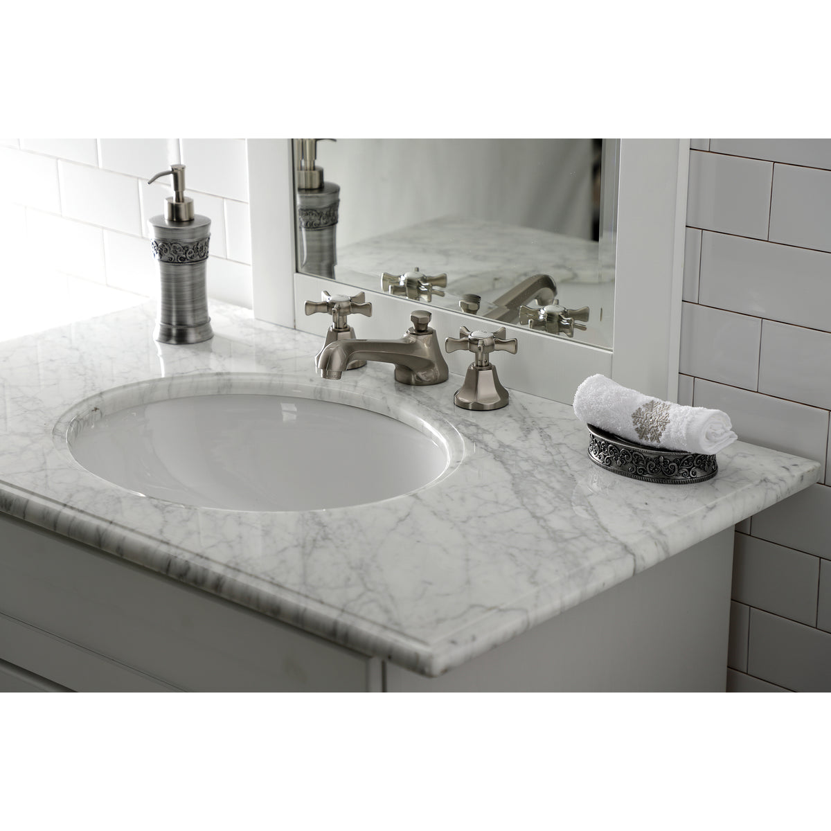 Kingston Brass KS4468NX Hamilton Widespread Bathroom Faucet with Brass Pop-Up