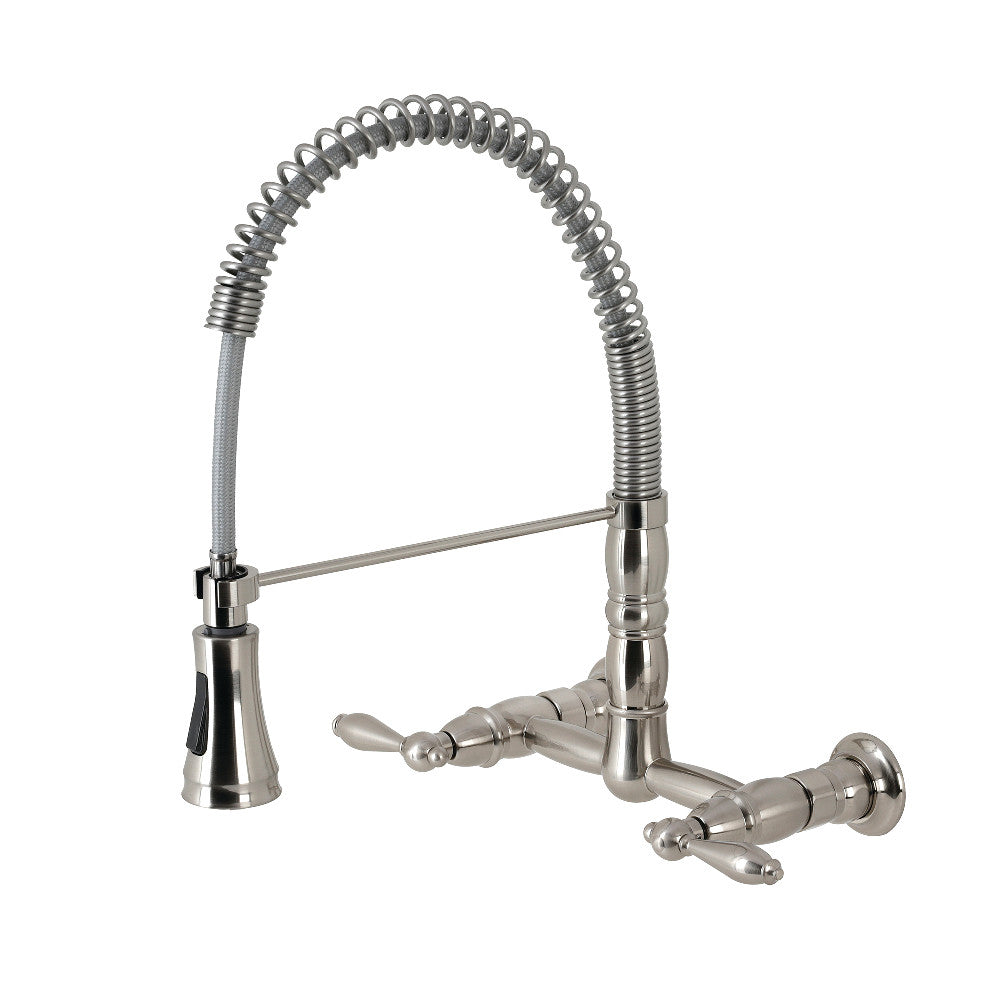 Gourmetier GS1245AL Heritage Two-Handle Wall-Mount Pull-Down Sprayer Kitchen Faucet