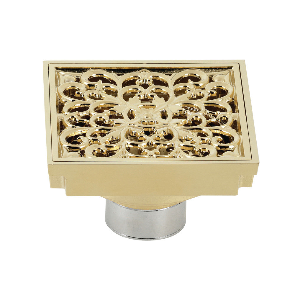 Kingston Brass Watercourse Scroll 4" Square Grid Shower Drain