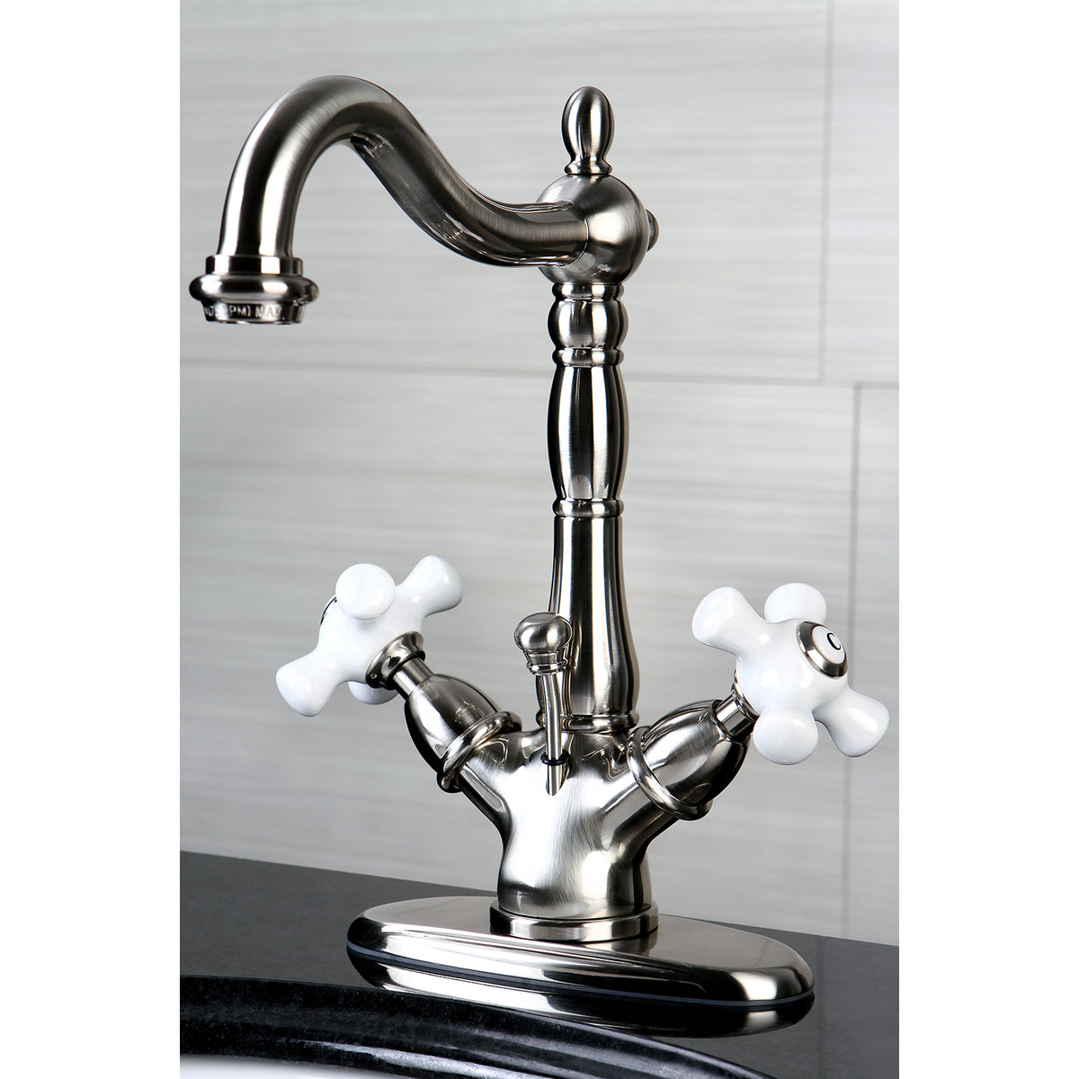 Kingston Brass KS1430PX Heritage Two-Handle Bathroom Faucet with Brass Pop-Up and Cover Plate