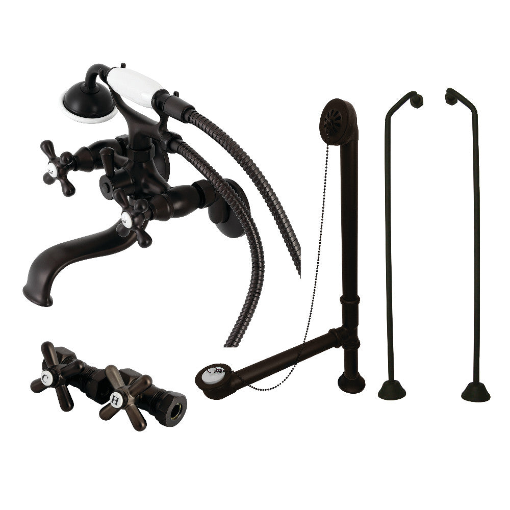 Vintage Wall Mount Clawfoot Tub Faucet Package with Supply Line
