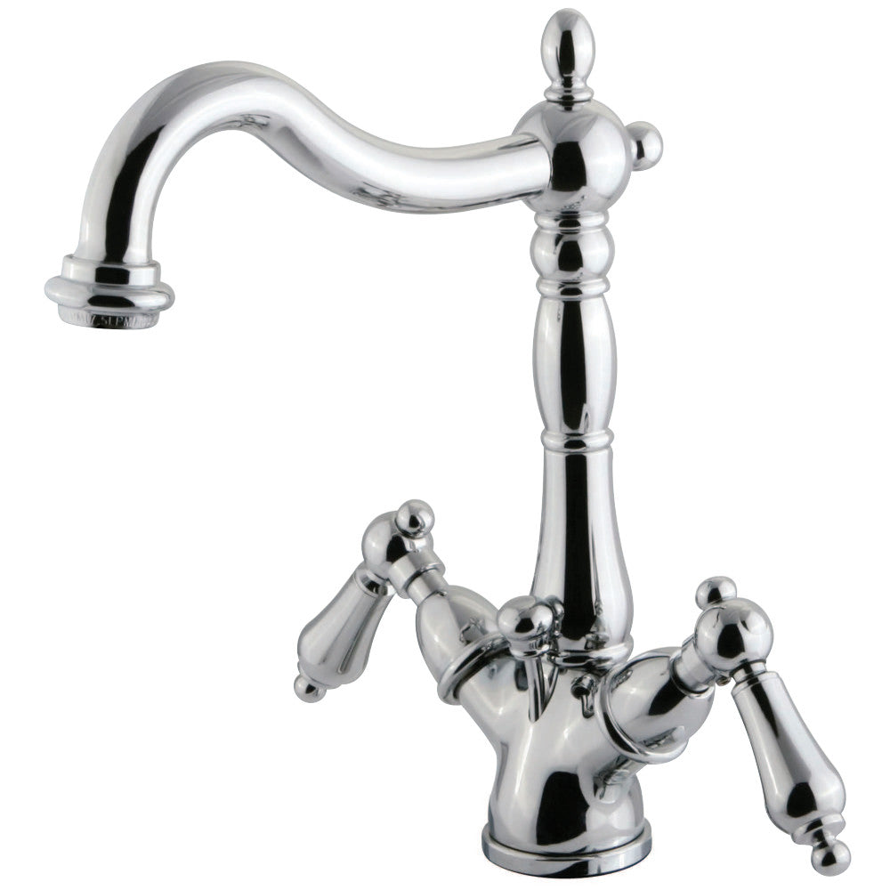 Kingston Brass KS1432AL Heritage Two-Handle Bathroom Faucet with Brass Pop-Up and Cover Plate