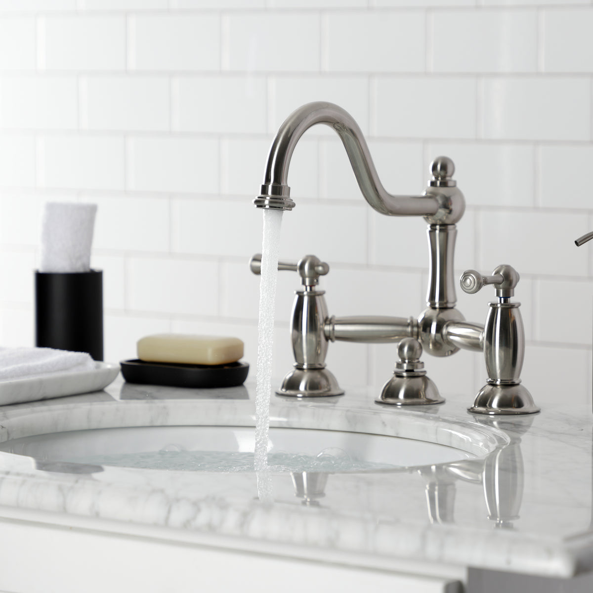 Kingston Brass KS3918BL Restoration Bathroom Bridge Faucet