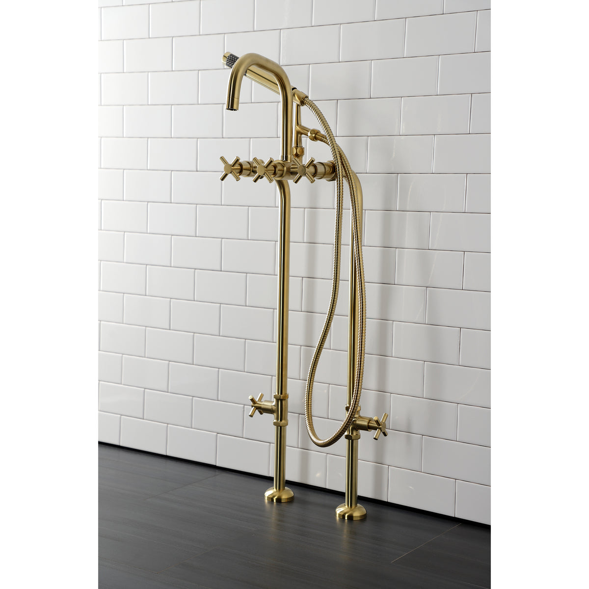 Aqua Vintage Concord Freestanding Tub Faucet with Supply Line, Stop Valve