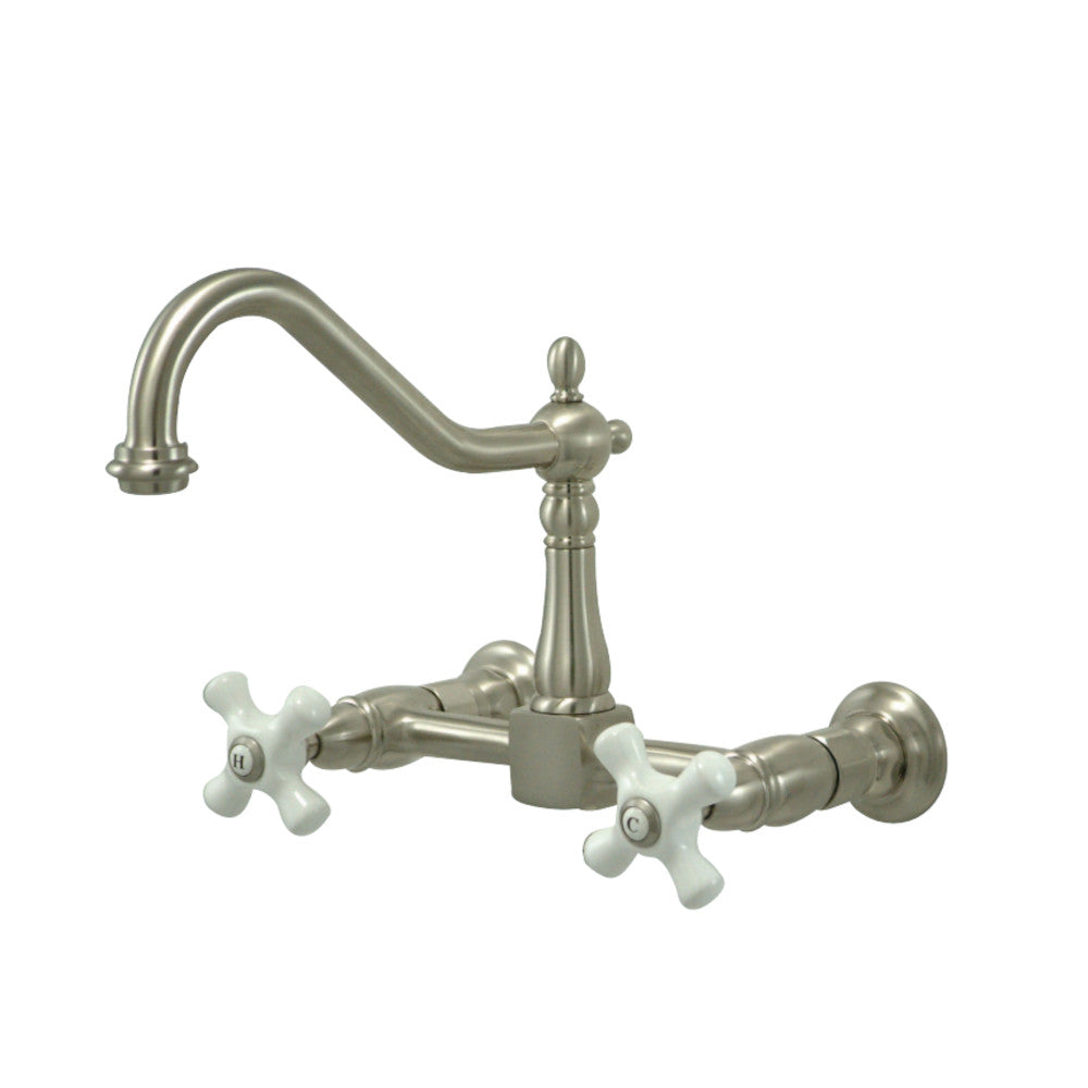 Kingston Brass KS1245PX Heritage Wall Mount Bridge Kitchen Faucet