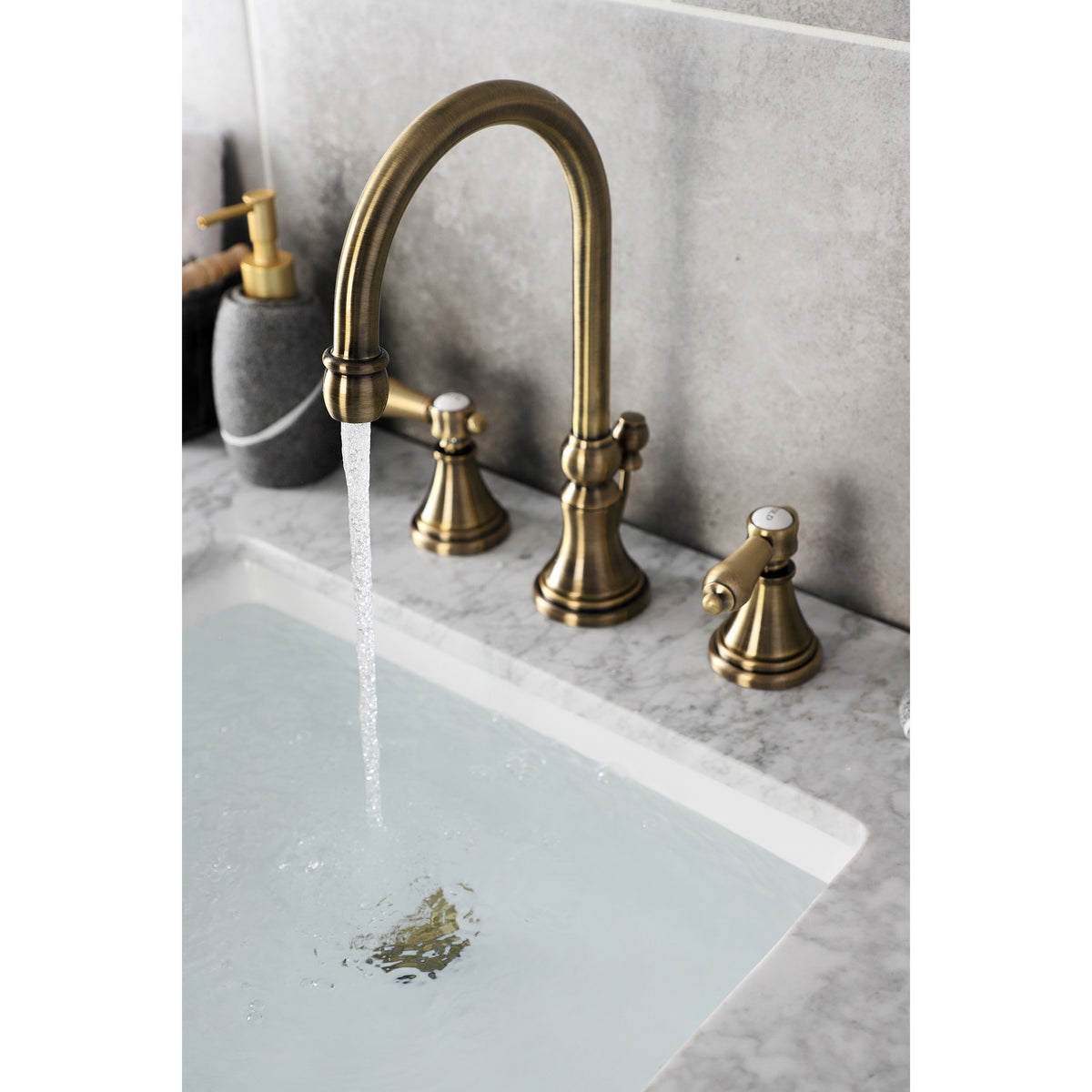 Kingston Brass KS2981BAL Heirloom Widespread Bathroom Faucet with Brass Pop-Up