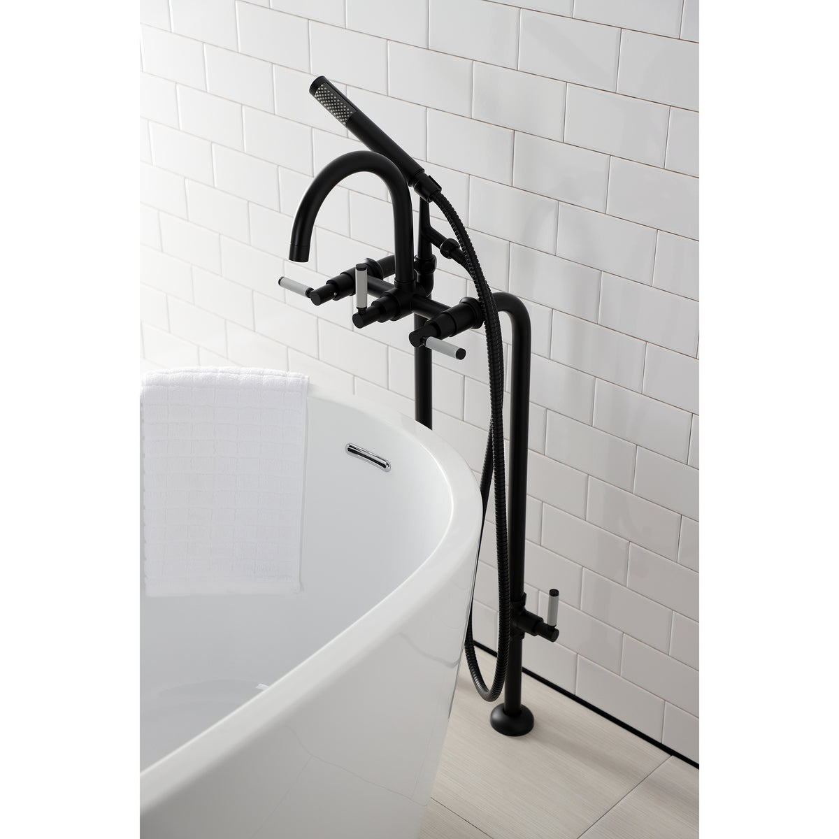 Aqua Vintage Concord Freestanding Tub Faucet with Supply Line, Stop Valve