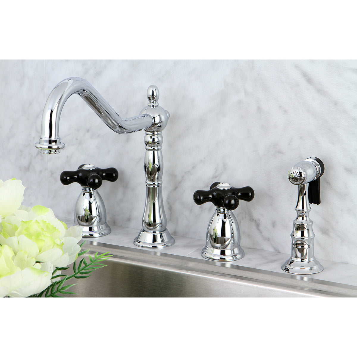 Kingston Brass KS1798PKXBS Widespread Kitchen Faucet