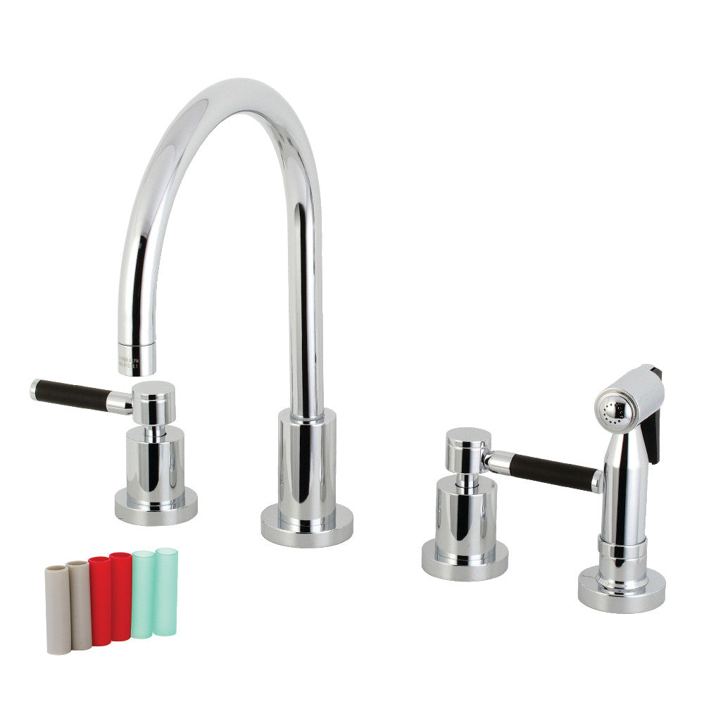 Kingston Brass KS8728DKLBS Kaiser 8-Inch Widespread Kitchen Faucet with Brass Sprayer