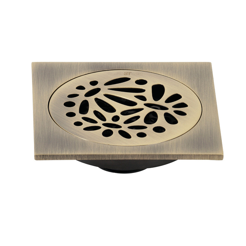 Kingston Brass Watercourse Floral 4" Square Grid Shower Drain