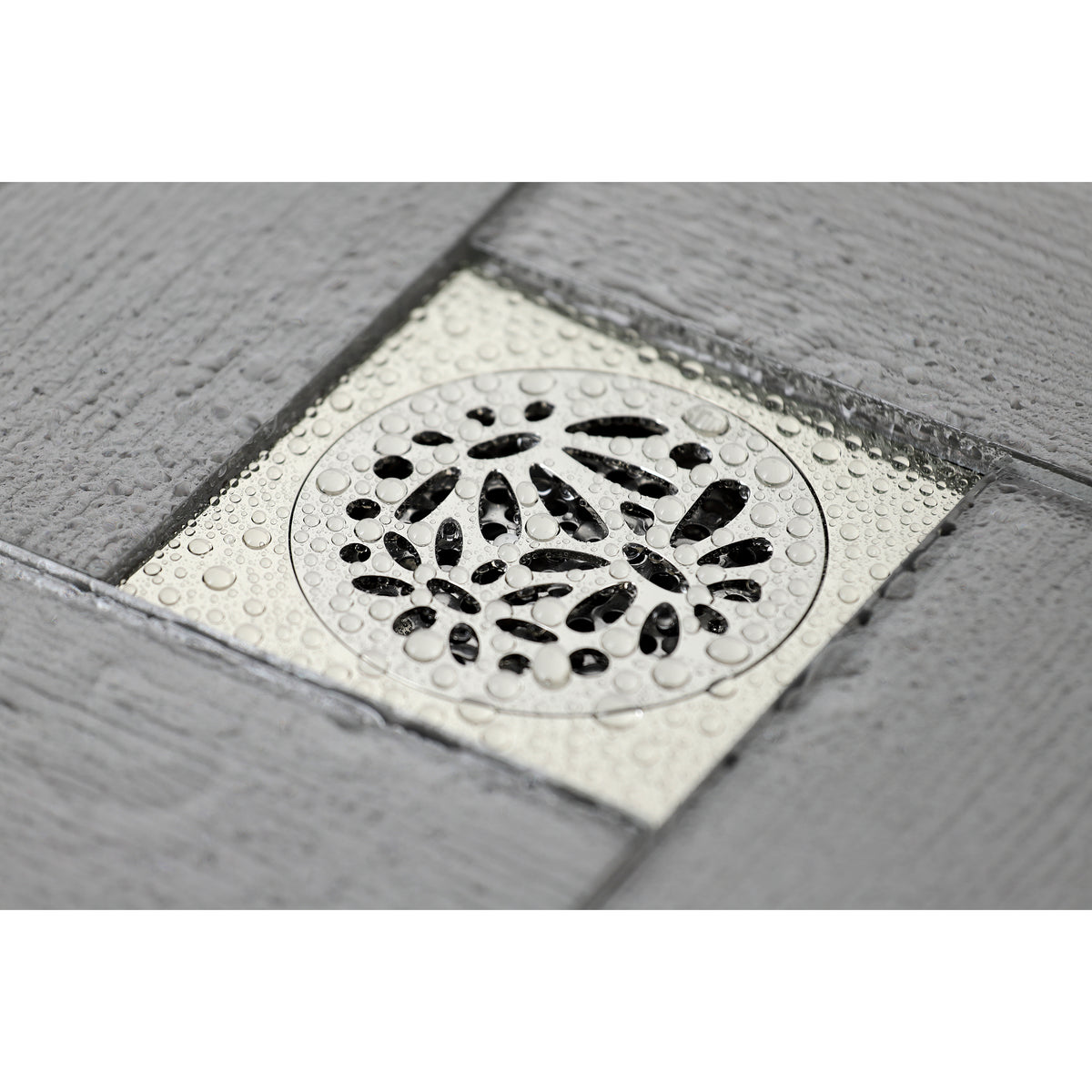 Kingston Brass Watercourse Floral 4" Square Grid Shower Drain
