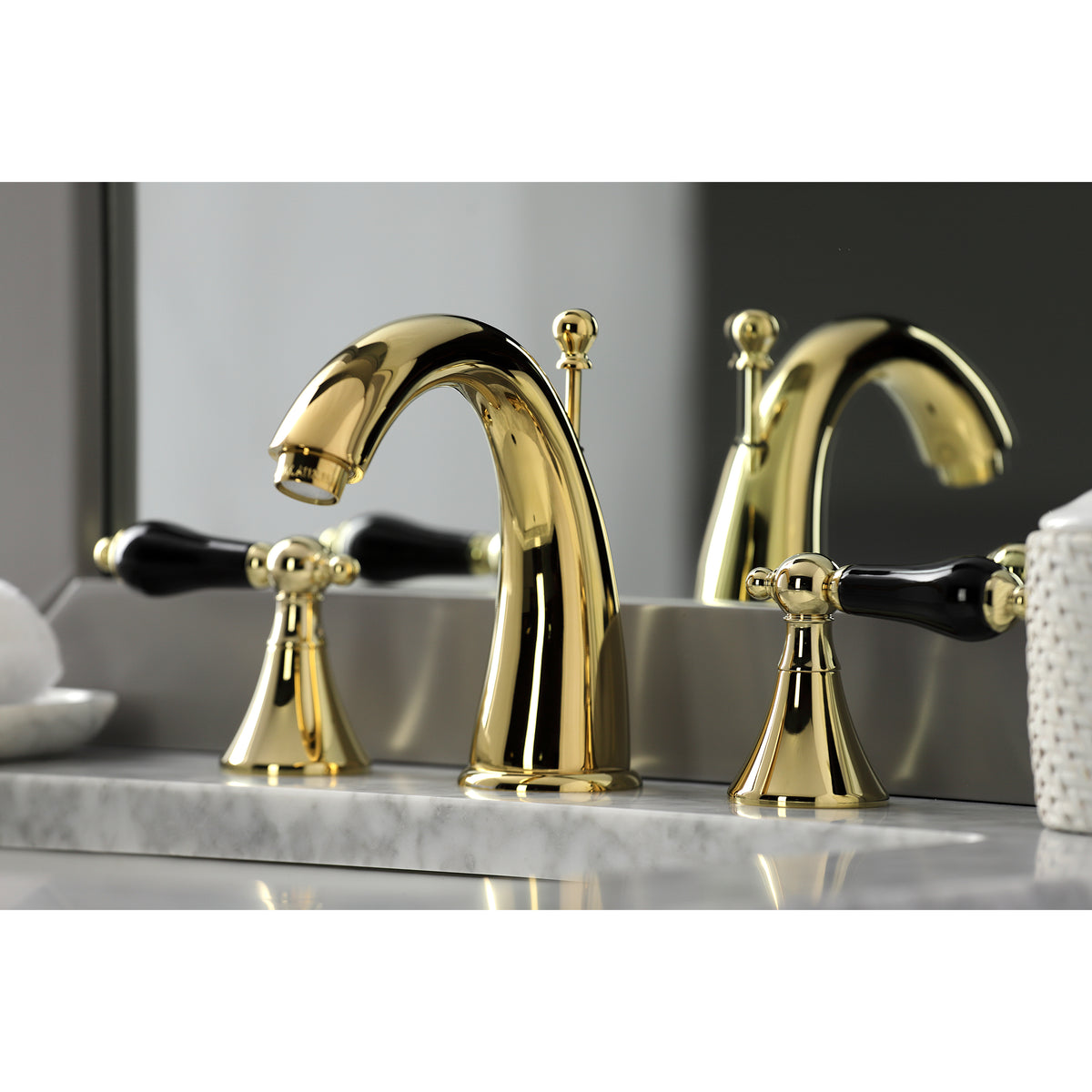 Kingston Brass KS2975PKL Duchess Widespread Bathroom Faucet with Brass Pop-Up