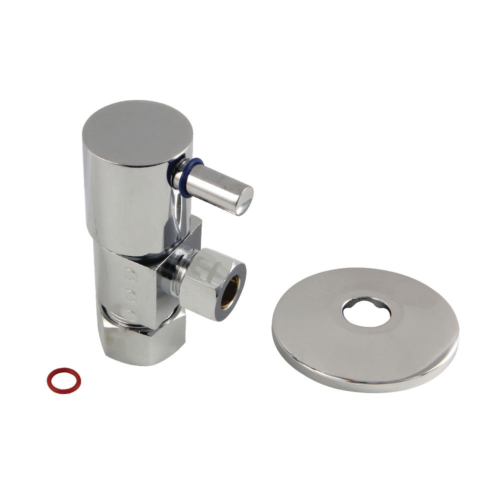 Kingston Brass 5/8"O.D x 3/8" O.D Anti-Seize Deluxe Quarter Turn Ceramic Hardisc Cartridge Angle Stop with Flange