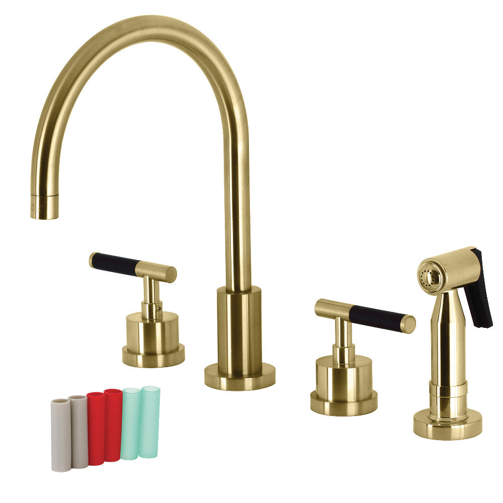 Kingston Brass KS8728CKLBS Kaiser Widespread Kitchen Faucet with Brass Sprayer