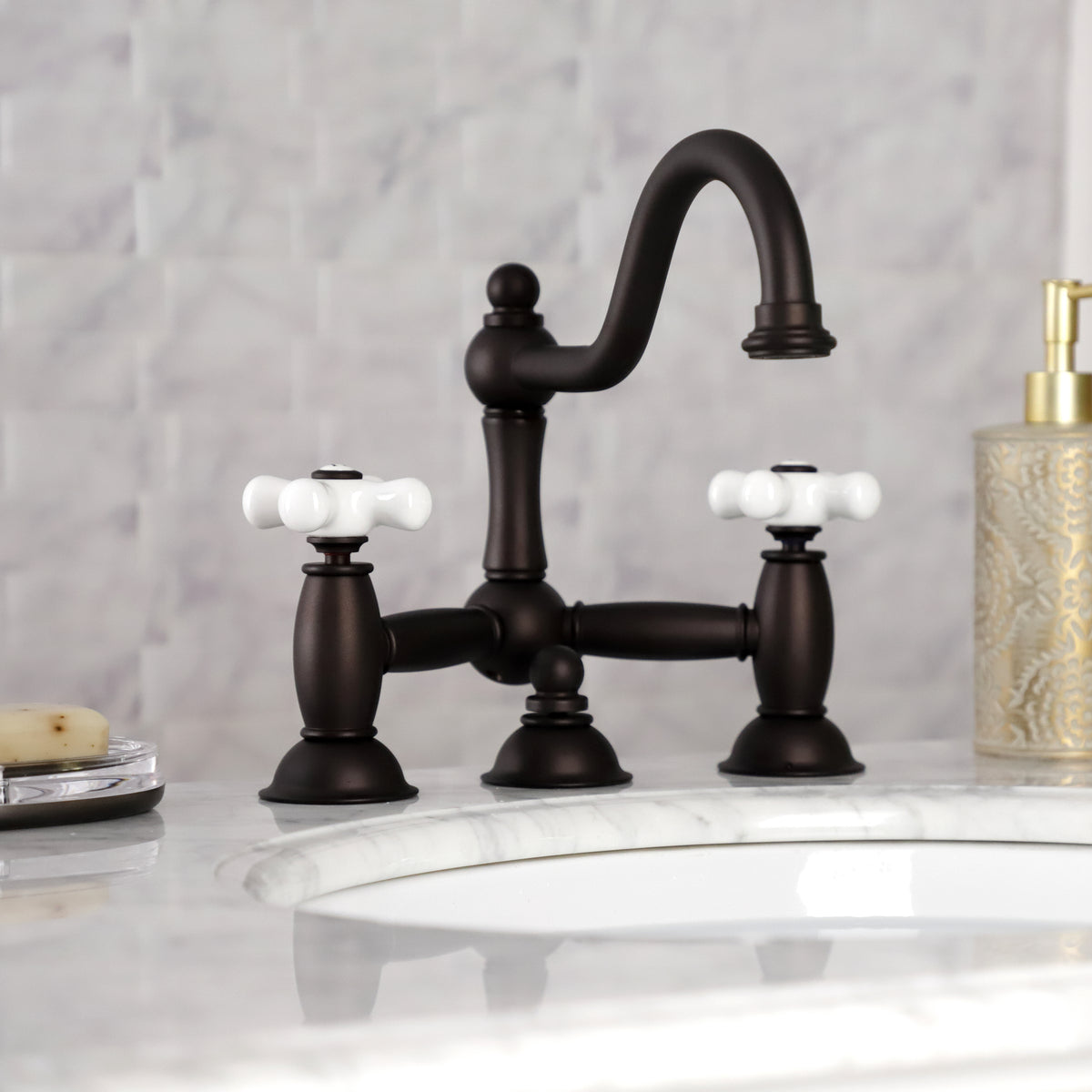 Kingston Brass KS3911PX Restoration Bathroom Bridge Faucet