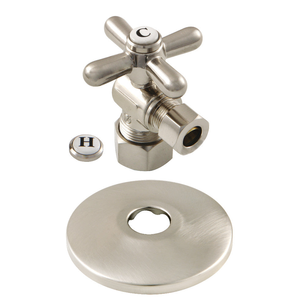 Kingston Brass 5/8-Inch X 3/8-Inch OD Comp Quarter-Turn Angle Stop Valve with Flange