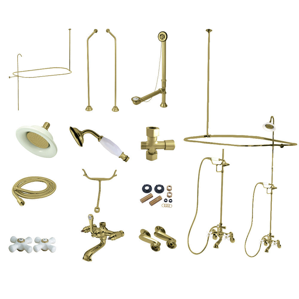 Vintage Clawfoot Tub Faucet Package with Shower Enclosure