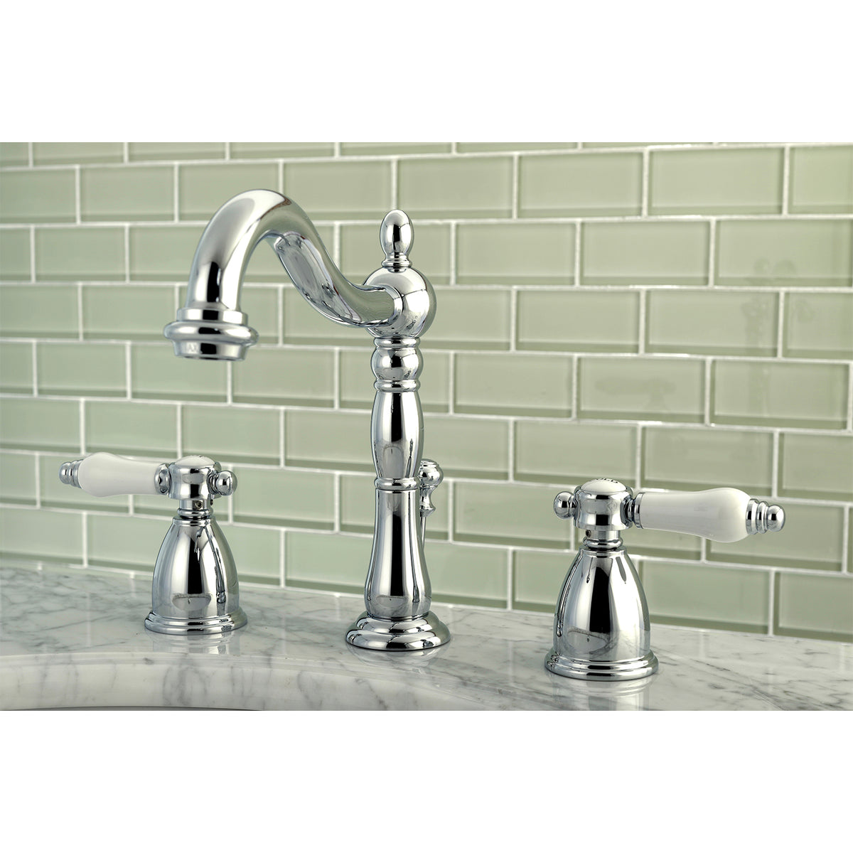 Kingston Brass KB1971BPL Bel-Air Widespread Bathroom Faucet with Plastic Pop-Up