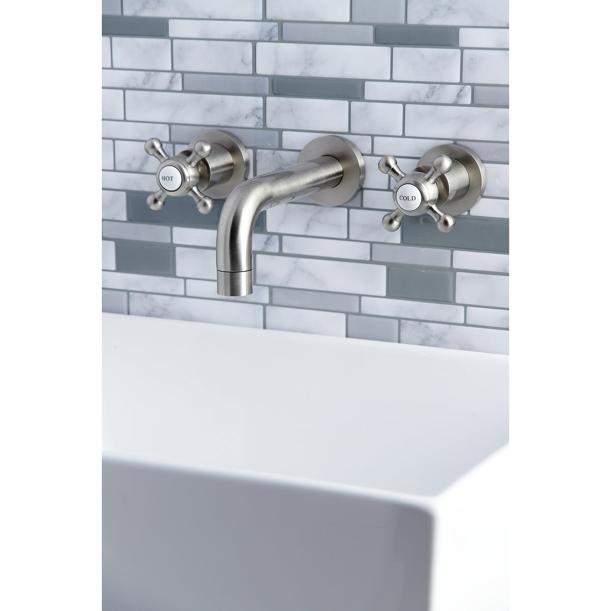Kingston Brass KS8121BX Metropolitan 2-Handle 8 in. Wall Mount Bathroom Faucet